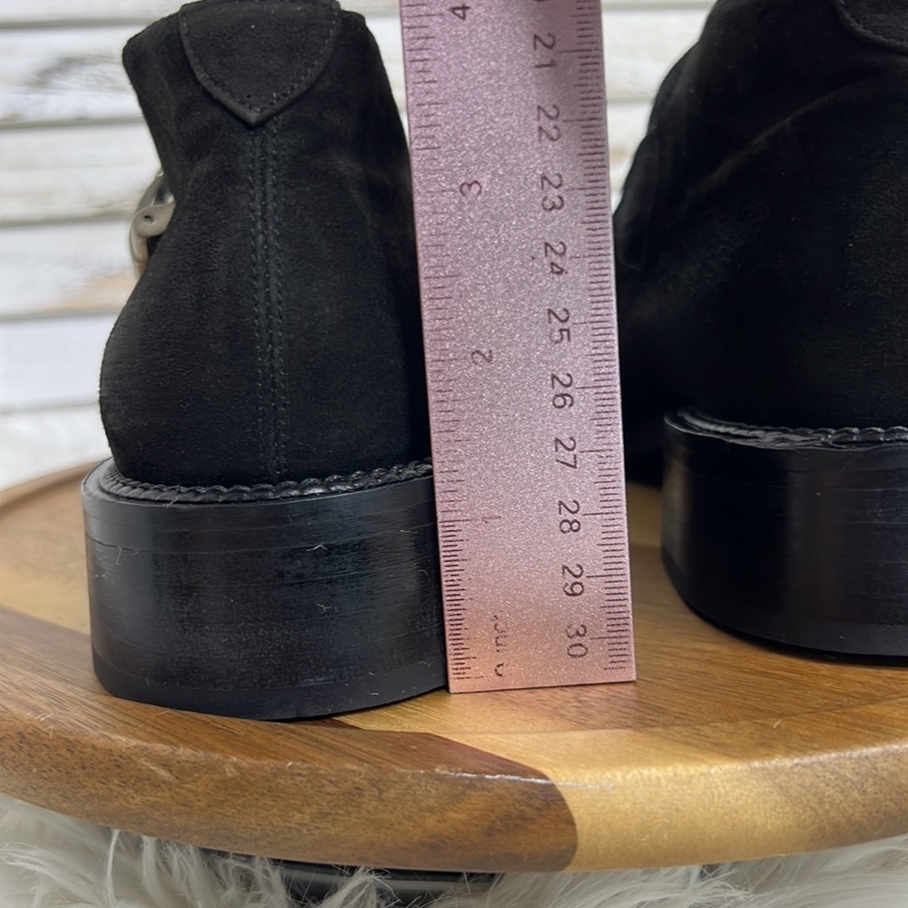 GOFFREDO FATINI l Black Suede Silver Side Snap Hardware Ankle Boot Size 40 / 9.5 - Picture 10 of 11